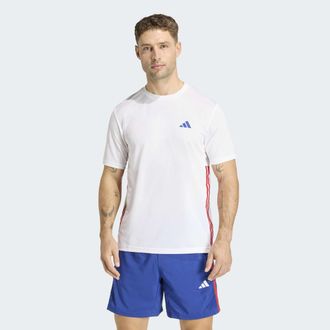 adidas T-Shirt ADIDAS PERFORMANCE WORKOUT ESSENTIALS BASE 3-STREIFEN, Herren, Gr. XXL, wei&szlig;, better scarlet, Obermaterial: 100% Polyester, Shirts T-Shirt