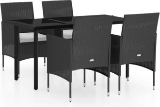 vidaXL Juego De Comedor De Jard&iacute;n 5 Piezas Con Cojines Negro Vidaxl