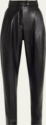 Michael Kors Dru Pleated Tapered Faux Leather Pants