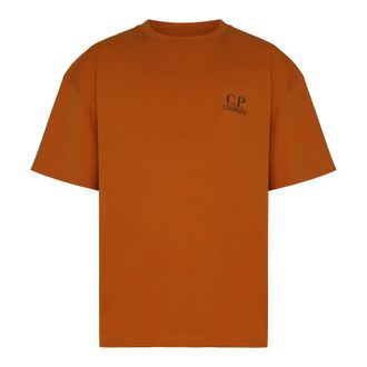C.P. Company T-Shirts, male, Orange, Size: XL Round neck cotton T-shirt