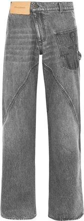 J.W.Anderson Jeans, Dames, Grijs, W25, Denim, Grijs Denim Jeans met Gedraaide Naad