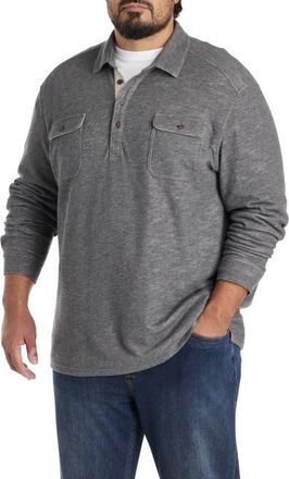 Tommy Bahama Big & Tall Long-Sleeve Polo Shirt in Charcoal at Nordstrom, Size 4X Big