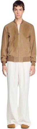 Sandro Zip-up split leather jacket in Cappucino at Nordstrom, Size X-Large