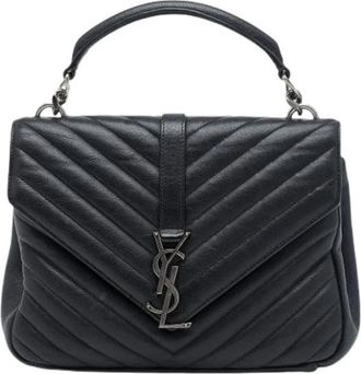 Saint Laurent Pre-owned The College Satchel - Dames - Vintage Handtas - Zwart - ONE Size - Leer - Vintage