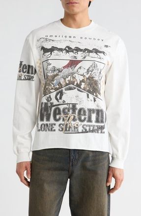 PacSun Western Long Sleeve Graphic T-Shirt in White at Nordstrom, Size X-Large