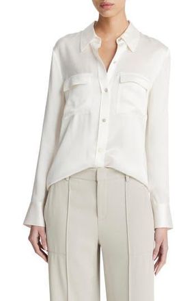 Vince Chest Pocket Satin Shirt in Off White at Nordstrom Rack, Size Xx-Small