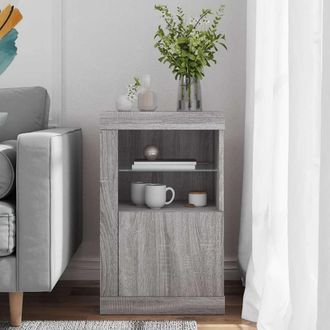 vidaXL Aparador Con Luces Led Madera De Ingenier&iacute;a Gris Sonoma Vidaxl