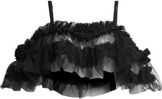 Comme Des Gar&ccedil;ons Ruffled Georgette & Tulle Crop Top in Black at Nordstrom, Size X-Small