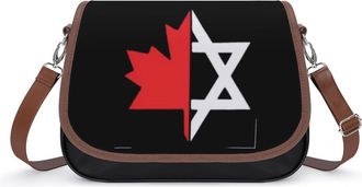 Generic Israel Canada Flag Small Womens Crossbody Bags Shoulder Handbag with Adjustable Strap for Travel
