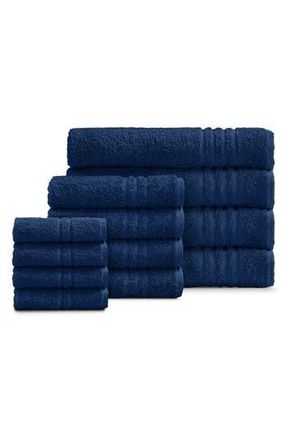 Ella Jayne Home Solid Cotton 12-Piece Towel Set in Navy at Nordstrom Rack