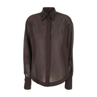 Federica Tosi Shirts, female, Brown, Size: M Cotton Mulsin Shirt