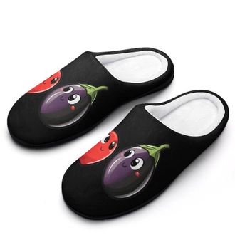 Generic Love Eggplant Gay Womens Slippers Warm House Slippers Indoor House Shoes with Anti-Skid Rubber Sole