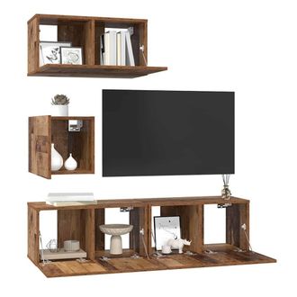 Berkfield Home TV Unit Set 4 pcs Old wood 60 x 30 x 30 cm Engineered wood in Brown
