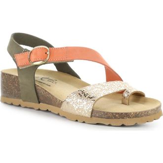 Bos. & Co. Luissa Slingback Platform Wedge Sandal in Moss/Orange/Gold at Nordstrom, Size 10-10.5Us