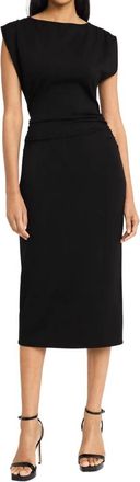 Donna Morgan Ruched Cap Sleeve Dress In Black