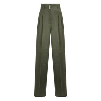 Max Mara Wide Trousers, female, Green, Size: XS High-waisted pants with belt