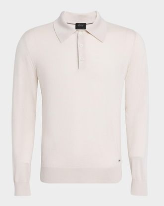 Brioni Men & apos;s Cashmere-Silk Polo Sweater