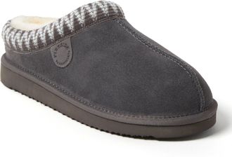 Dearfoams Fireside by Dearfoams Womens Greta Genuine Shearling Clog Slipper with Taping