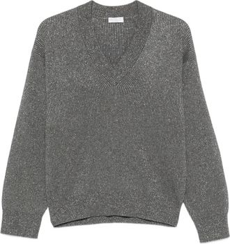 Brunello Cucinelli Grey V Neck Sweater