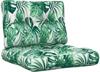 vidaXL Cojines Para Palets 2 Unidades Tela Estampado De Hojas Vidaxl