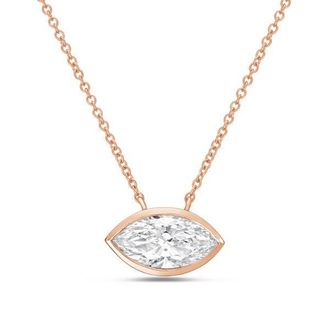 Diana M. Jewels 14kt rose gold lab grown east west marquise bezel pendant weighing 1.00 ct