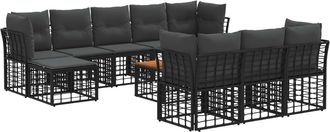vidaXL Conjunto De Sof&aacute;s De Exterior 11 Uds. Negro Y Gris Oscuro Vidaxl