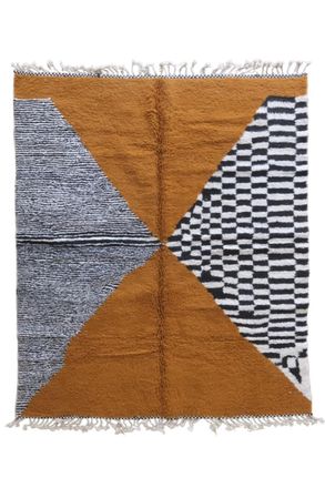 AFK Living Alfombra moderna bereber marroqu&iacute; de lana naranja 212 x 268 cm