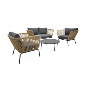 Sweeek Conjunto de muebles de jard&iacute;n rat&aacute;n, 4 plaza, antracita