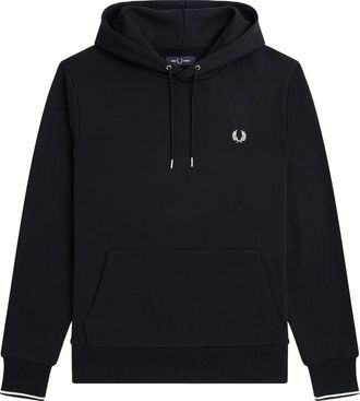 Fred Perry Sweatshirt Fp Getipt Sweatshirt Met Capuchon - Heren - Hoodies - Blauw - S - Katoen - Hoodies & sweatvesten