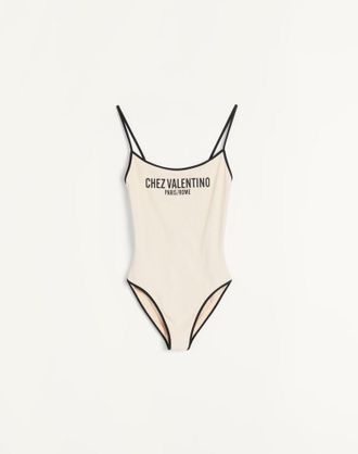 Valentino Costume Da Bagno In Lycra Piquet Donna BETULLA/NERO XL