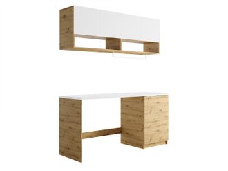 Vente-Unique Mobili Per Lavanderia Con Lavatrice E Piano Di Lavoro L182 Cm Bianco E Naturale Chiaro - Nataji