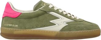 MOA Master Of Arts Salie Groene Su&egrave;de Sneakers met Roze Nubuck - Dames - Sneakers - Groen - 38 EU - Su&egrave;de - Schoenen