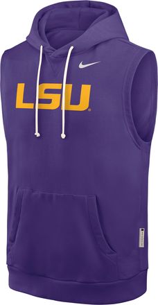 Nike LSU Sideline Nike Mens Dri-FIT College Sleeveless Pullover Hoodie in Purple | 03B451LLSN-65K