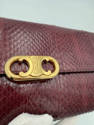 Celine CELINE TRIOMPHE Reptile Skin Burgundy Womens Clutch (Pre-Owned)