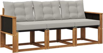vidaXL Conjunto De Sof&aacute;s De Exterior 3 Uds. Natural Y Gris Claro Vidaxl