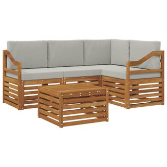 vidaXL Conjunto De Sof&aacute;s De Exterior 5 Pcs Gris Natural Y Claro Vidaxl