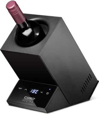 Caso WineCase One Black - Raffreddatore di vino dal design per una bottiglia, temperatura regolabile da 5 a 18 &deg;C, adatto a bottiglie fino a 9 cm di