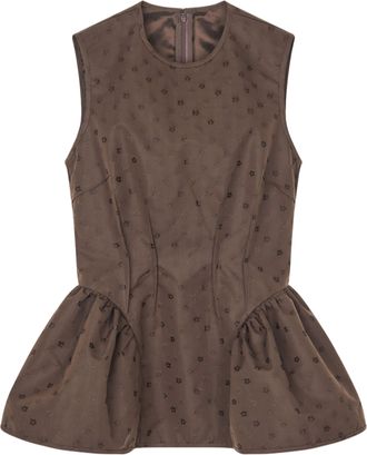 Cecilie Bahnsen Iris Jacquard Peplum Top With Exposed Stitching