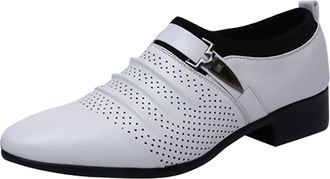 Generic Business Dress Shoes for Men Classic Without Lacing Slip On Loafers Pointed Toe Leather Shoe Block Heel Non Slip Causal Low Top Shoewear for Casual Bu