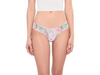 Hanky Panky Printed Signature Lace(r) Low Rise Thongs Womens Underwear Rococo Rose (Pink), Lycra/Modal/Tencel