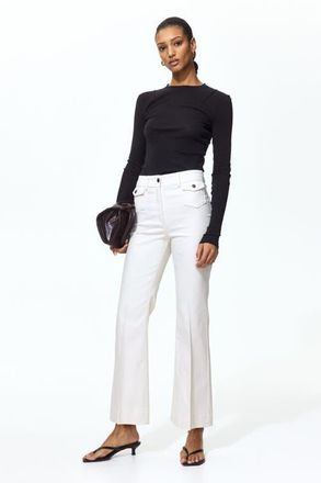 H&M Flared Ankle-length Trousers in White at Nordstrom, Size 10