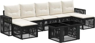 vidaXL Conjunto De Sof&aacute;s De Jard&iacute;n 8 Uds. Negro Y Blanco Crema Vidaxl