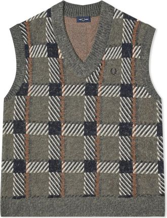 Fred Perry Heren Tartan Sweater Vest (Veld Groen)
