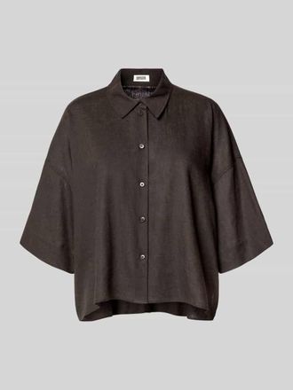 Drykorn Drykorn Relaxed Fit Bluse aus Leinen-Viskose-Mix in Schoko, Gr&ouml;&szlig;e 34