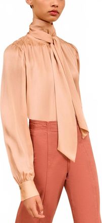 Ulla Johnson Ornament Tie Neck Blouse In Sand