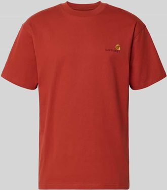 Carhartt Work in Progress T-Shirt mit Label-Stitching und Rundhalsausschnitt in Rot, Gr&ouml;&szlig;e XXL