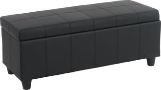 Hhg [nunca Usado] Ba&uacute;l Kriens, Asiento De Banco, Polipiel, 45x114x45cm, Negro Mate