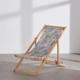 Maisons du monde Silla plegable de madera de eucalipto y poli&eacute;ster floral