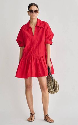 Apiece Apart Romana Mini Dress In Samba Red