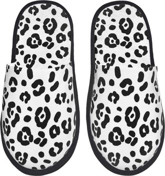 Generic House Slippers African Leopard Black Print Warm Camping Slippers Soft Anti-Slide Slipper For Home Women Men M